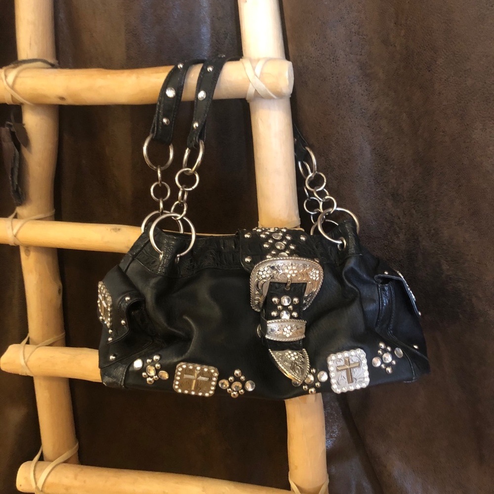 Black western buckle purse